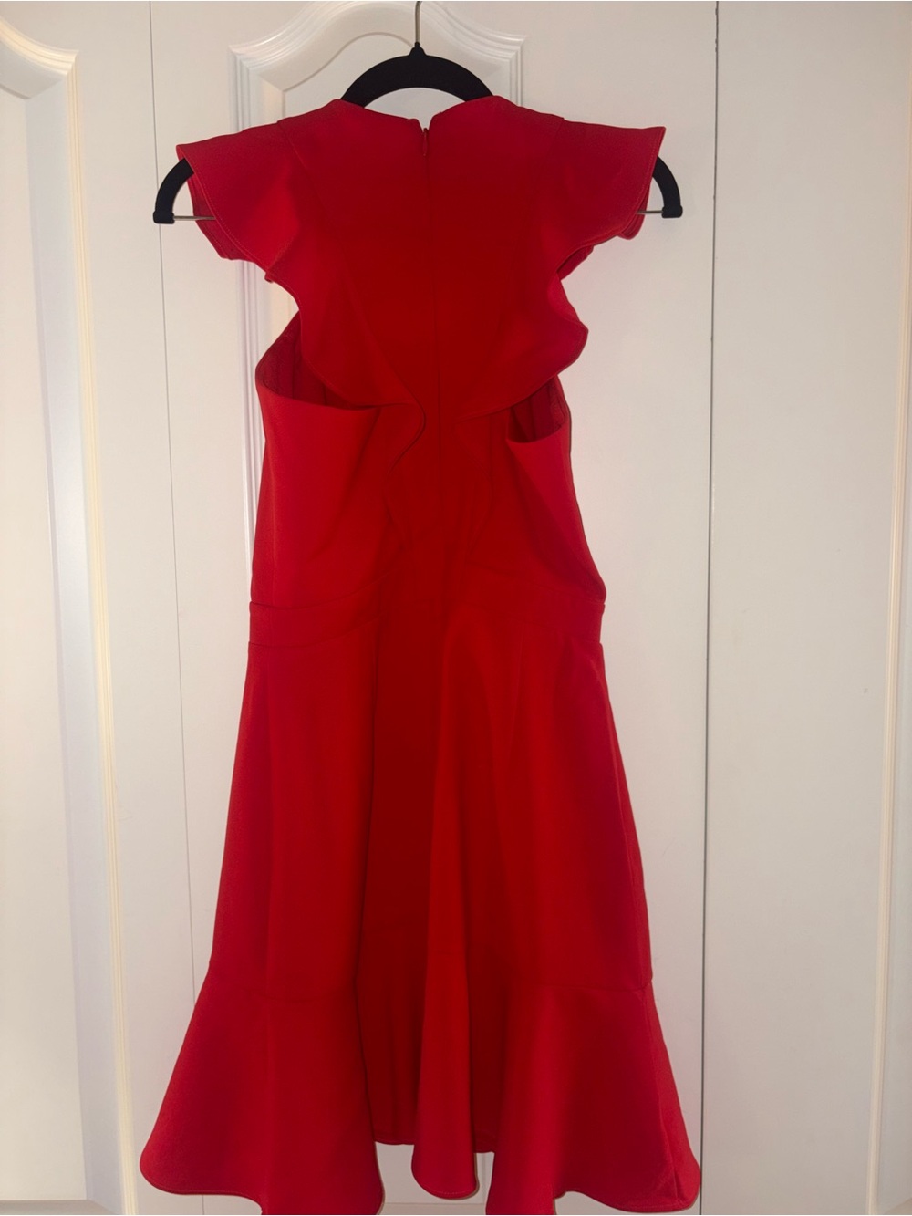 Adelyn Rae Red Ruffle-Sleeve Midi Dress - Picture 2 of 4
